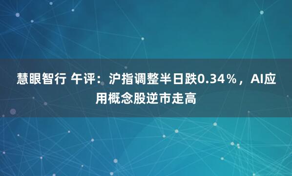 慧眼智行 午评：沪指调整半日跌0.34％，AI应用概念股逆市走高