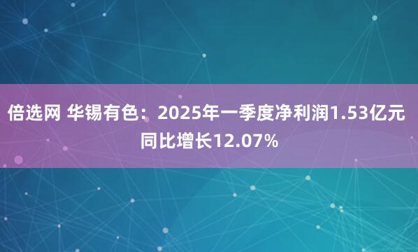 倍选网 华锡有色：2025年一季度净利润1.53亿元 同比增长12.07%